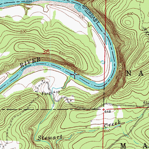 Topographic Map of Birds Ford, AR
