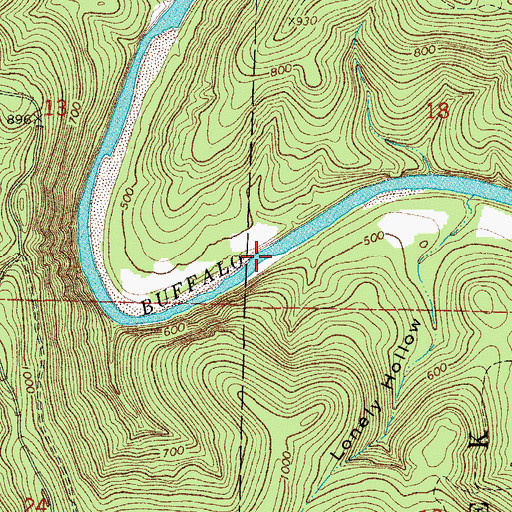 Topographic Map of Brantley Ford, AR
