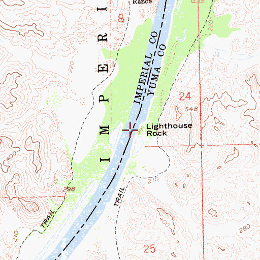 Topographic Map of Lighthouse Rock, AZ