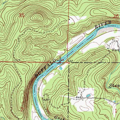 Topographic Map of Campbells Shoal, AR