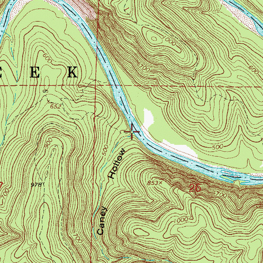 Topographic Map of Caney Branch, AR