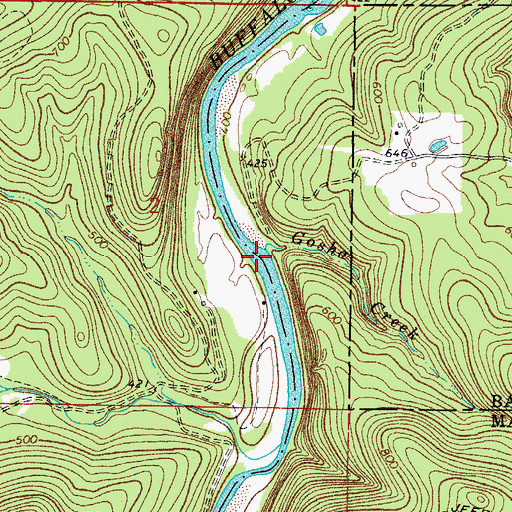 Topographic Map of Cow Rock Shoals, AR