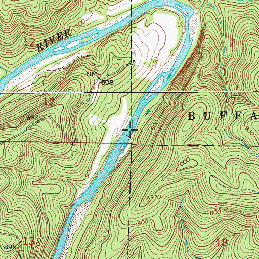 Topographic Map of Dog Leg Chute, AR