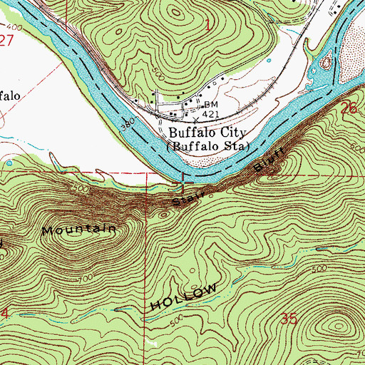 Topographic Map of Laffoon Creek, AR