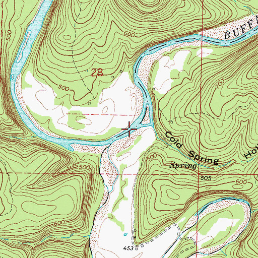 Topographic Map of Rocky Ford, AR