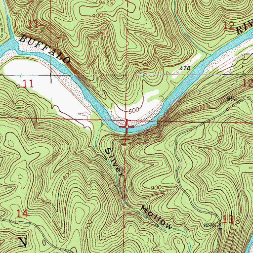 Topographic Map of Silver Hollow Shoal, AR