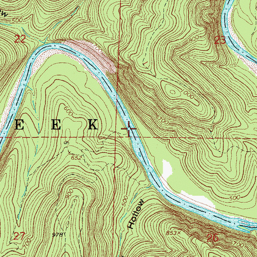 Topographic Map of Woodcocks Ford, AR