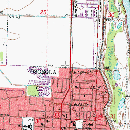 Topographic Map of Mississippi County Training School (historical), AR
