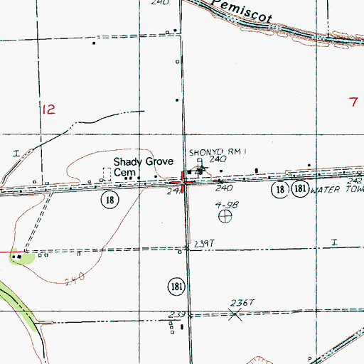 Topographic Map of Shonyo (historical), AR