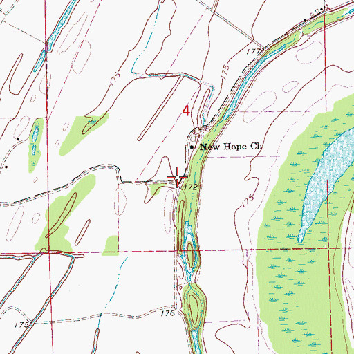 Topographic Map of Bee Tree Church (historical), AR