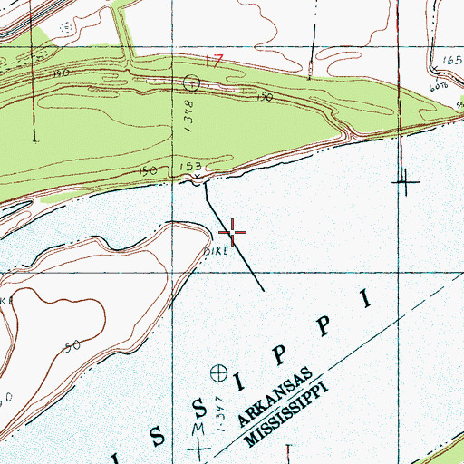 Topographic Map of Below Ludlow Dikes, AR