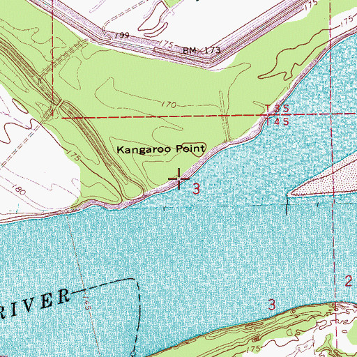 Topographic Map of Kangaroo Point Landing, AR