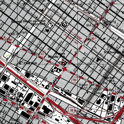 Topographic Map of Israel Meyer Augustine Middle School, LA