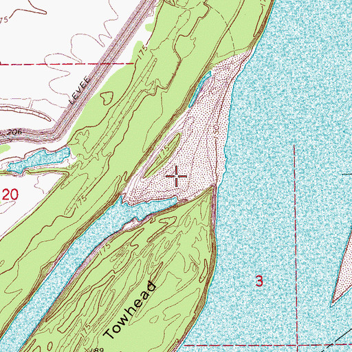 Topographic Map of Montezuma Towhead Dikes, AR