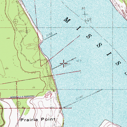 Topographic Map of Prairie Point Dikes, AR