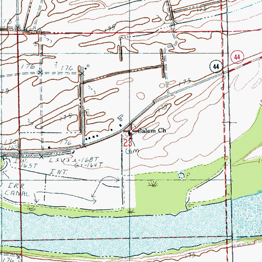 Topographic Map of Salem Cemetery, AR