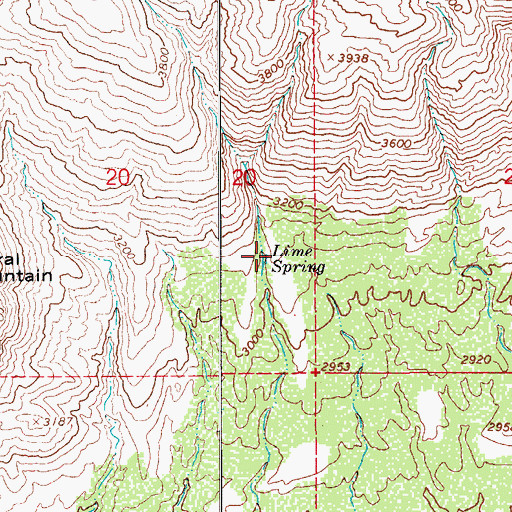 Topographic Map of Lime Spring, AZ