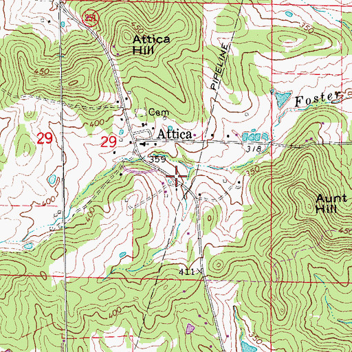 Topographic Map of Attica School (historical), AR