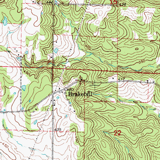 Topographic Map of Brakebill Church of Christ, AR