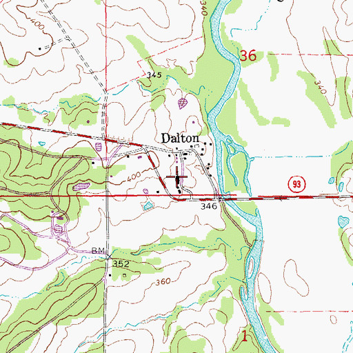 Topographic Map of Dalton School, AR