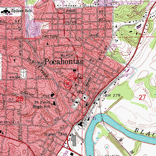 Topographic Map of First United Methodist Church, AR