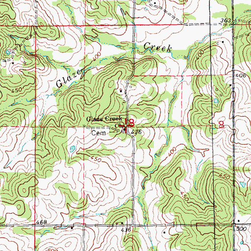 Topographic Map of Glaze Creek, AR