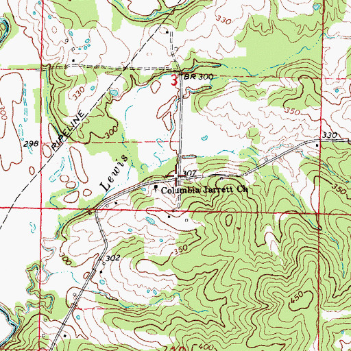 Topographic Map of Jerrett, AR