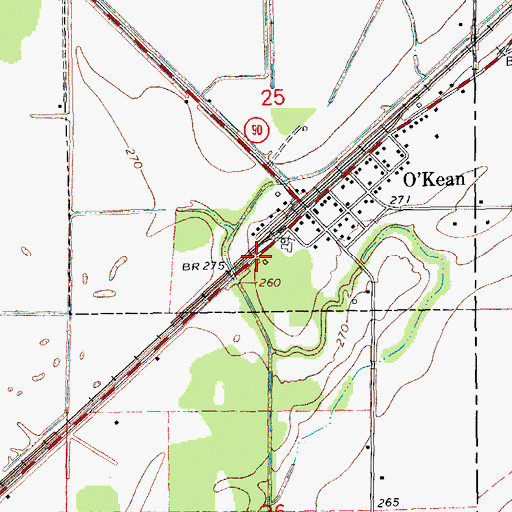 Topographic Map of O'Kean School (historical), AR