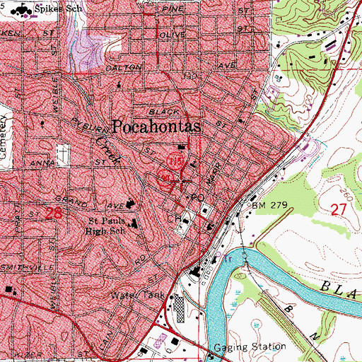 Topographic Map of Pyburn Street Church of Christ, AR