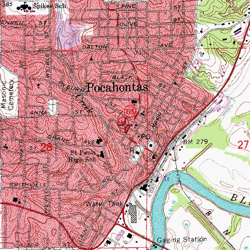 Topographic Map of Randolph County Library, AR