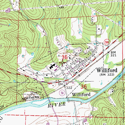 Topographic Map of Williford Methodist Church, AR