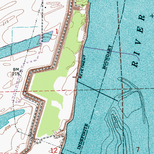 Topographic Map of Dismal Point Revetment, AR