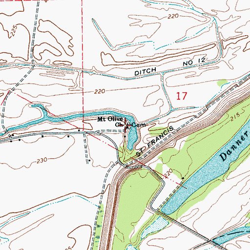 Topographic Map of Mount Olive Cemetery, AR