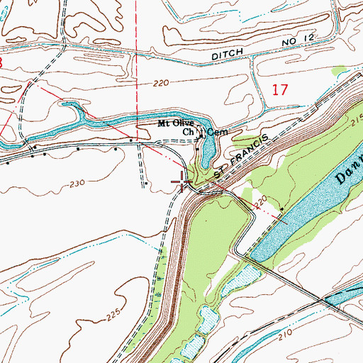 Topographic Map of Mount Olive School (historical), AR