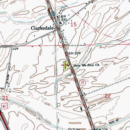 Topographic Map of New Mount Zion Cemetery, AR