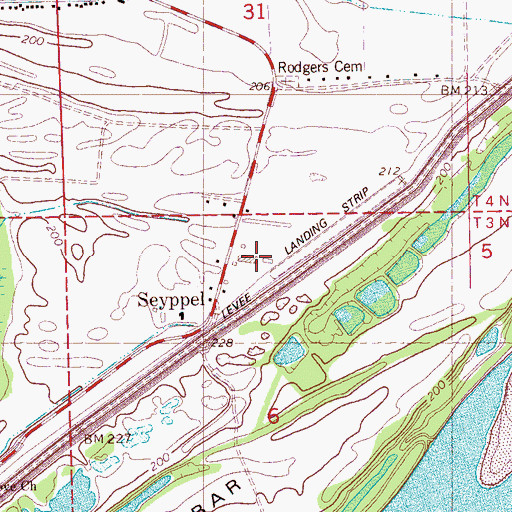 Topographic Map of Rodgers Plantation, AR