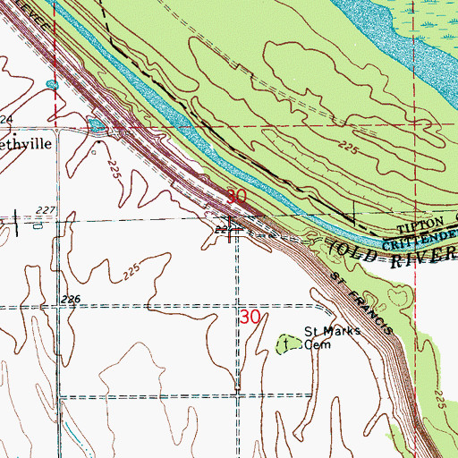 Topographic Map of Saint Mark Church (historical), AR