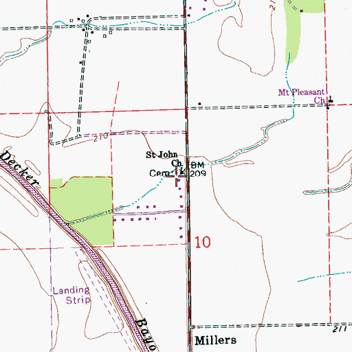 Topographic Map of Saint Johns Cemetery, AR