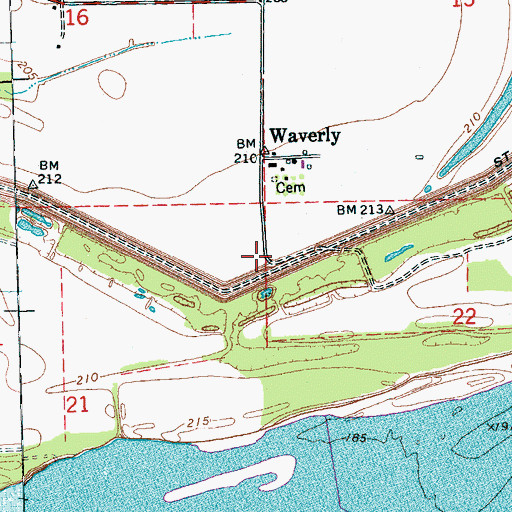Topographic Map of Waverly School (historical), AR