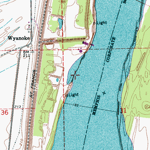 Topographic Map of Wyanoke Dikes (historical), AR