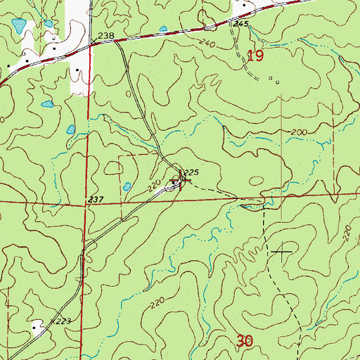 Topographic Map of Saline (historical), AR