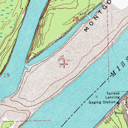 Topographic Map of Montgomery Towhead Dikes, AR