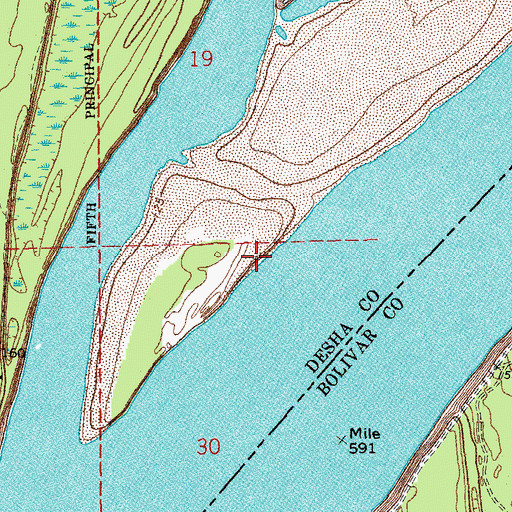 Topographic Map of White River Landing Dikes, AR