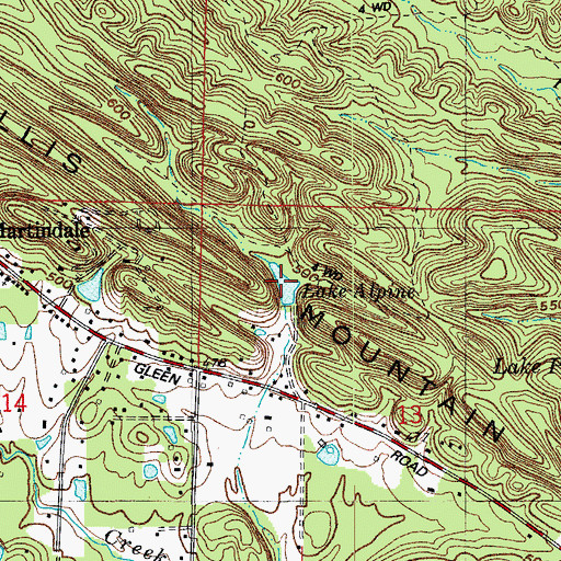 Topographic Map of Lake Alpine, AR