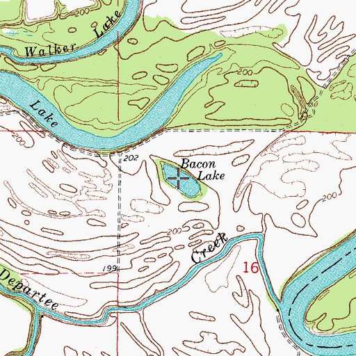 Topographic Map of Bacon Lake, AR
