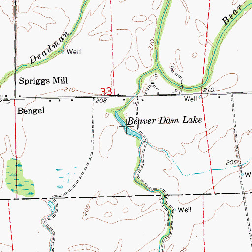 Topographic Map of Beaver Dam Lake, AR