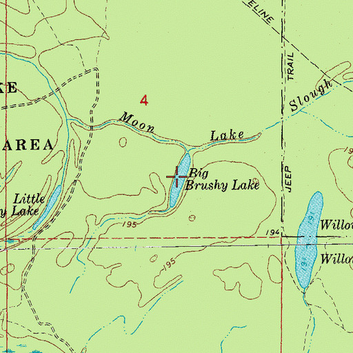 Topographic Map of Big Brushy Lake, AR