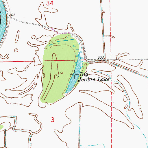 Topographic Map of Big Jordan Lake, AR