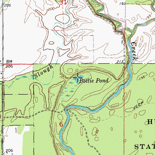 Topographic Map of Bollie Pond, AR