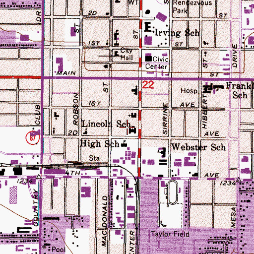 Topographic Map of Lincoln School, AZ